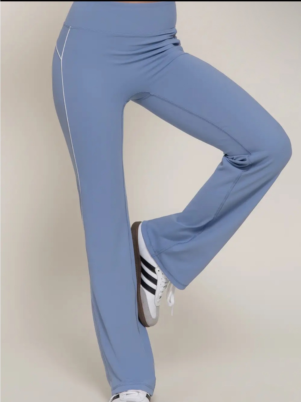 Active Basic Blue Flared Active Pants with Contrast Piping small, medium, large - Picture 3 of 4